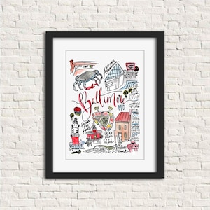 Baltimore, Maryland Wall Art Watercolor Print | Birthday/Graduation/Wedding Gift Home Decor | Knob Hill Aquarium Art | 5x7, 8x10 or 11x14