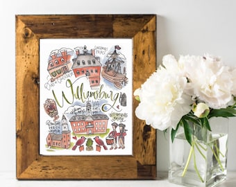 Williamsburg, VA Print | Jamestown Graduation Birthday Artwork Gift Watercolor | 5x7 8x10 11x14