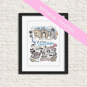 Pawnee, IN Parks and Rec Indiana City Watercolor Illustration Wall Art Print Gift 8x10 or 11x14 // Leslie Knope Ron Swanson Galentines Parks