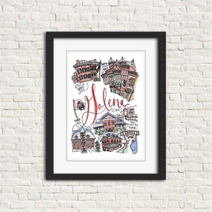 Galena, Illinois IL Watercolor Wall Art Map Print [5x7, 8x10, or 11x14] | Personalizable Customizable