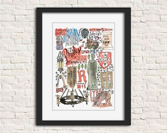 Rhodes College/Southwestern Illustration Art Print // 8x10 and 11x14