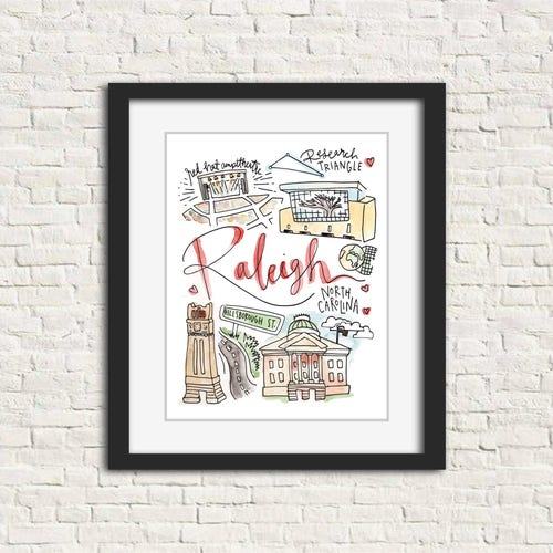 Raleigh North Carolina Map Downtown Art Print / NCSU Poster / Etsy