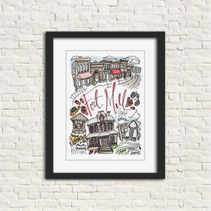 Fort Mill, South Carolina Art Print | Watercolor Customizable Artwork 5x7 8x10 11x14