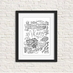 McKinney TEXAS Black and White Digital Download Art Print