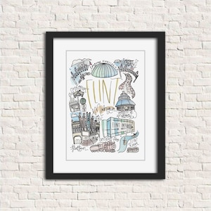 Flint, Michigan MI muurkunst aquarelprint [5x7, 8x10, 11x14]