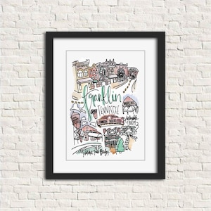 Franklin, Tennessee Wall Art Watercolor Print | Birthday/Graduation/Wedding Gift Home Decor | Franklin Downtown Theatre | 5x7, 8x10 or 11x14