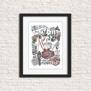Abilene, TX Texas Dyers AFB Wall Art Watercolor Print [5x7, 8x10, or 11x14]