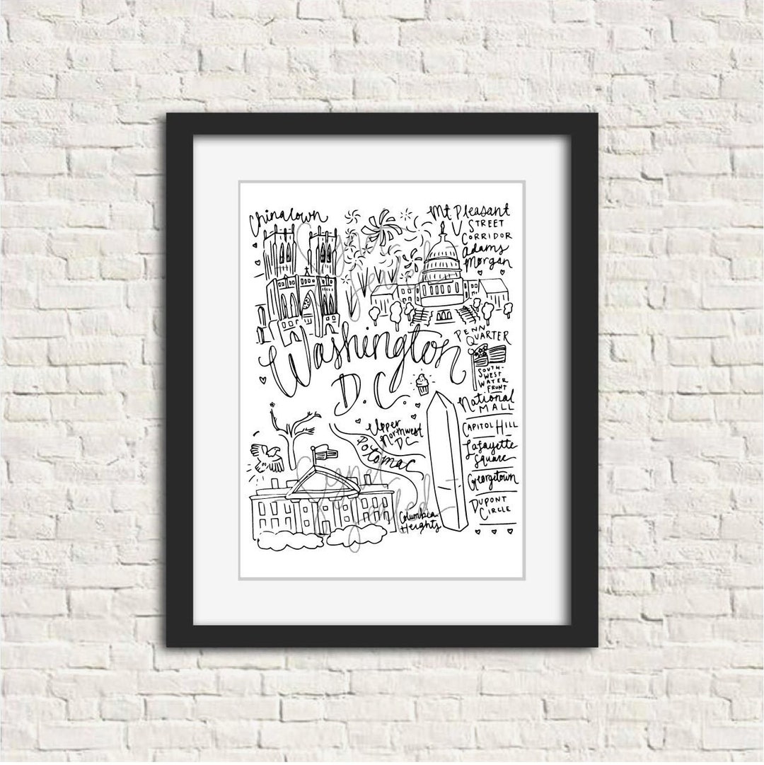 Washington DC Black and White Digital Download Art Print - Etsy