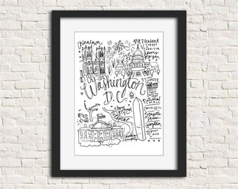 Washington DC Black and White Digital Download Art Print