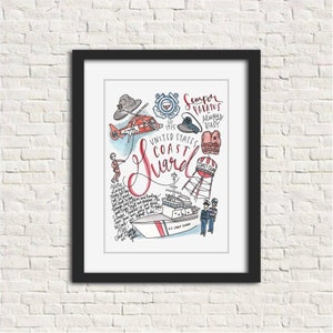 Coast Guard Art Print | Military Veteran Coast Guard Wife Artwork Gift Watercolor Art Print | 5x7 8x10 11x14