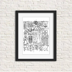 Rhodes College Black and White Digital Download Art Print