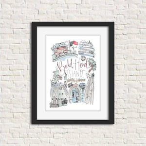 Bald Head Island, North Carolina NC Wall Art Map Watercolor Print [5x7, 8x10, or 11x14]