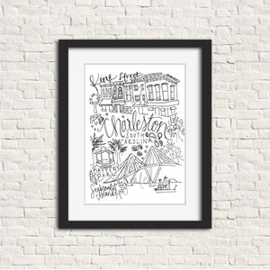 Charleston Black and White Digital Download Art Print