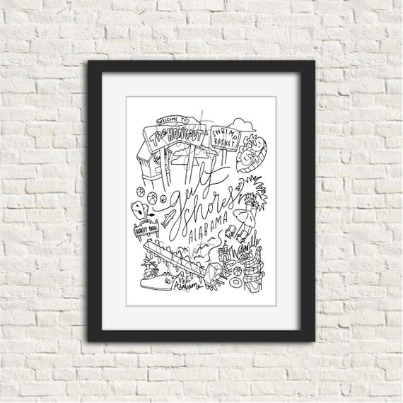 Gulf Shores Black and White Digital Download Art Print | Etsy