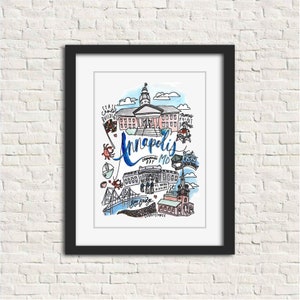 Annapolis, MD 8x10 in. Art Print Maryland flag, Chesapeake Bay, Quiet Waters Park Naval Academy, Bay Bridge St. Anne&#39;s Church