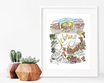 Sebring Florida Print – Watercolor City Artwork – Wall Art of Florida Landmarks (5x7, 8x10, 11x14)