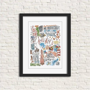 Houston, Texas TX Handlettered Watercolor Illustration Gift Wall Art Print 8x10 // Be Someone Mural Space City NASA Clutch City Montrose