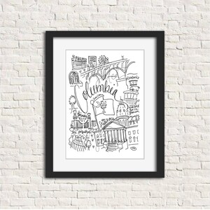 Columbia SOUTH CAROLINA Black and White Digital Download Art Print