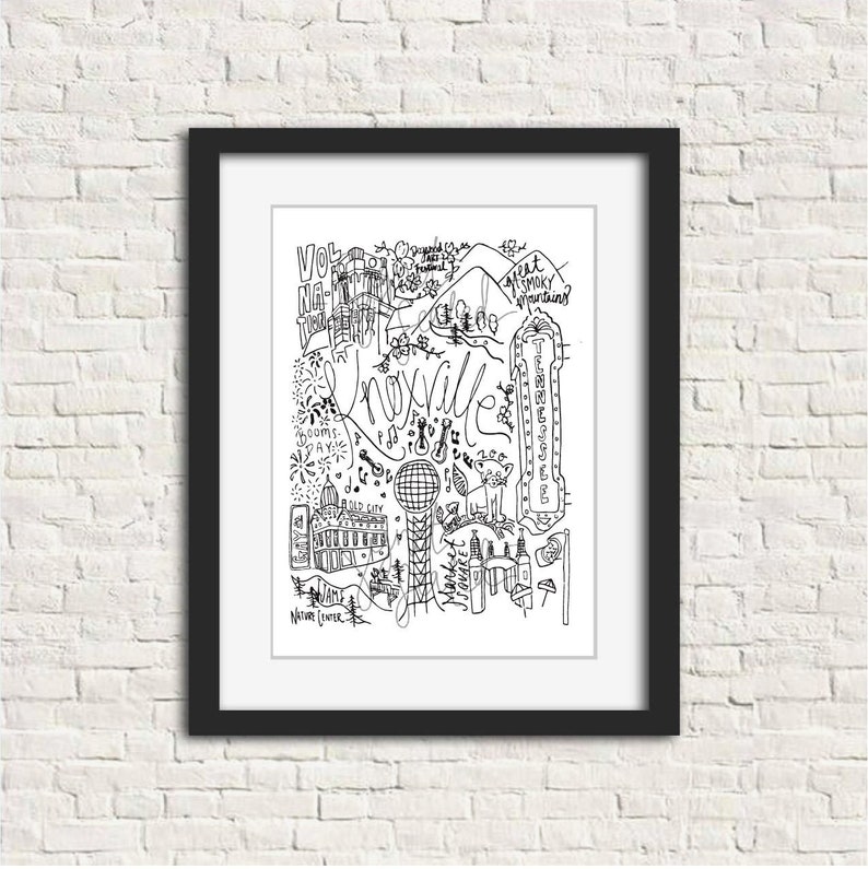 Knoxville Black and White Digital Download Art Print Etsy