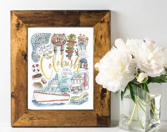 Calabash North Carolina Watercolor Art Print | Coastal Illustration 5x7, 8x10, or 11x14