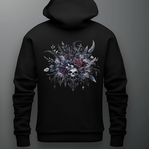 Skull Hoodie, Occult Goth Hoodie, Halloween Spooky Pull Over,
