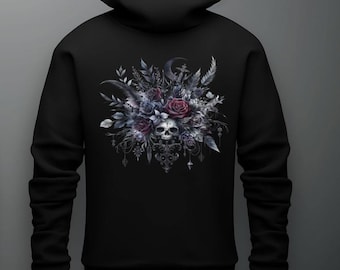 Skull Hoodie, Occult Goth Hoodie, Halloween Spooky Pull Over,