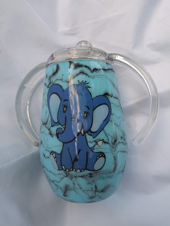 Tasse à bec éléphant, tasse à bec bébé garçon, gobelet à bec avec poignées,  tasse à bec éléphant bleu, gobelet à bec personnalisé, tasse personnalisée