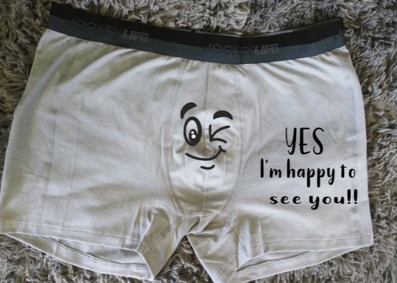 Yes I'm Happy to See You Underwear, Naughty gift for him, Funny men's  boxers, X Rated Boxer Briefs, Men's Gift, Sexy Men's Boxer Briefs