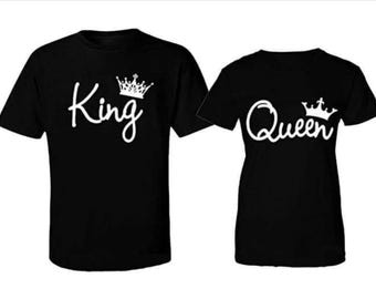King and Queen Matching Couple Shirts, Valentine's Gift