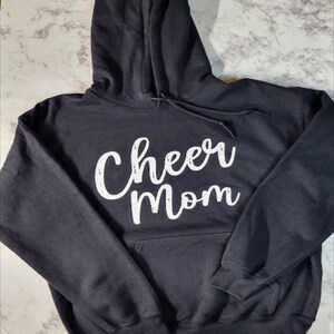 Personalized Cheer Mom hoodie. White Cheer Mom Hoodie. Cheerleader hoodie.Customized cheer mom glitter hoodie.