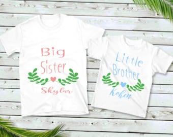 Big Sister Little Brother Sibling Shirt Set/ Sibling Matching Shirt Set/ Custom Sibling tee Shirts