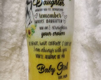 Daughter Sunflower Tumbler,Tumbler Cup for Daughter,Epoxy Tumbler,Yellow Glitter Tumbler,Women's Sunflower,Personalized  Sunflower Tumbler