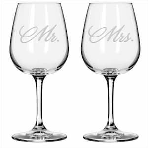 Personalized Mr. and Mrs. Wine Glasses