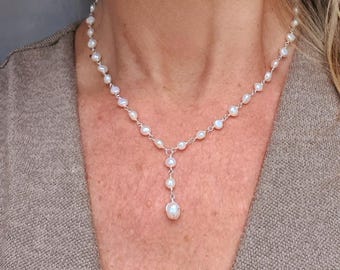 Small Freshwater Pearl necklace Sterling Silver or Gold real small white Baroque pearl necklace June Birthstone jewellery gift for her