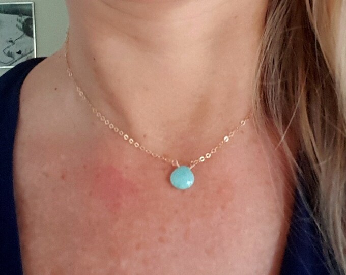 18K Gold fill Amazonite necklace choker - layering jewellery - minimalist - Heart Chakra - Yoga lover Jewelry gift