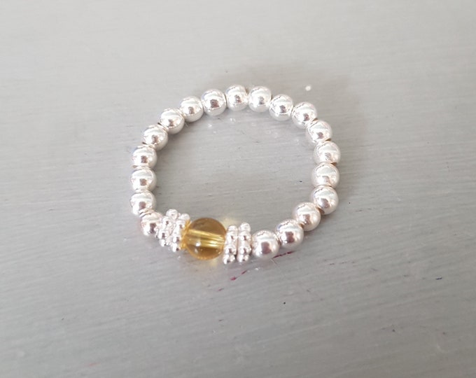 STERLING SILVER Citrine stretch ring or Gold Fill - November Birthstone jewellery - chakra yogagift