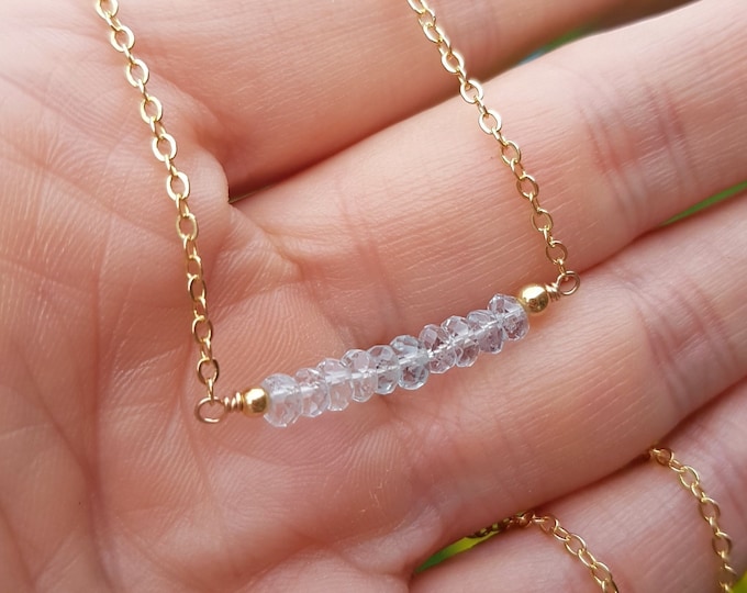 Aquamarine choker necklace Sterling Silver or Gold Fill March Birthstone jewellery gift Yoga jewelry