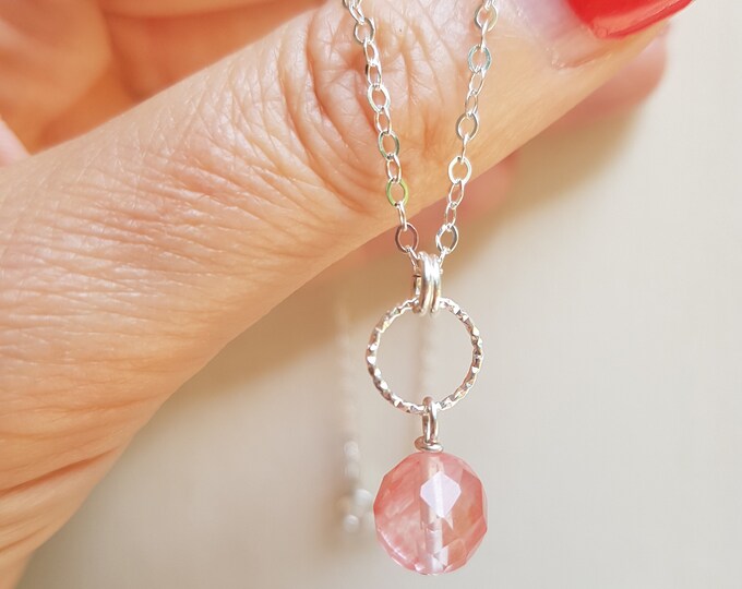 Cherry Quartz necklace or choker Sterling Silver pink gemstone pendant Healing Crystal broken heart anxiety - Heart Chakra jewellery Gift