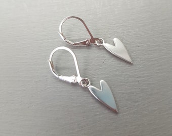 Sterling Silver heart earrings leverbacks hook studs simple heart earrings 925 Silver heart earrings heart jewellery gift for mum girlfriend