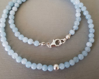 Tiny Aquamarine necklace choker Sterling Silver or 14K Gold Fill - March Birthstone jewellery gift
