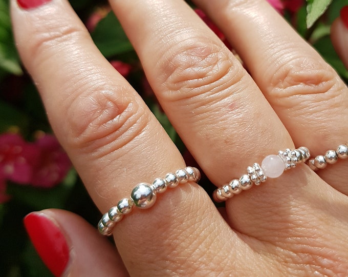 STERLING SILVER STRETCH ring - Sterling Silver beaded ring - Arthritis ring -  Sterling Silver jewellery gift