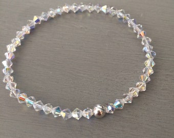 AB Crystal stretch bracelet Sterling Silver or Gold Fill AB crystal stacking bead bracelet boho Crystal jewellery jewelry gift for her girl