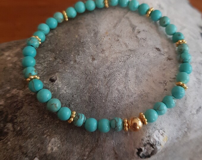 Gem Treasures 18K Vermeil Choice of Gemstone Bead Stretch Bracelet