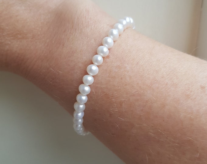 5mm Small Freshwater Pearl Bracelet Sterling Silver or 14K Gold Fill  - June Birthstone jewellery gift for her girl