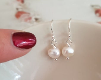 Freshwater Baroque pearl drop earrings Sterling Silver or 14K Gold Fill  simple real Baroque pearl earrings - June Birthstone jewellery gift