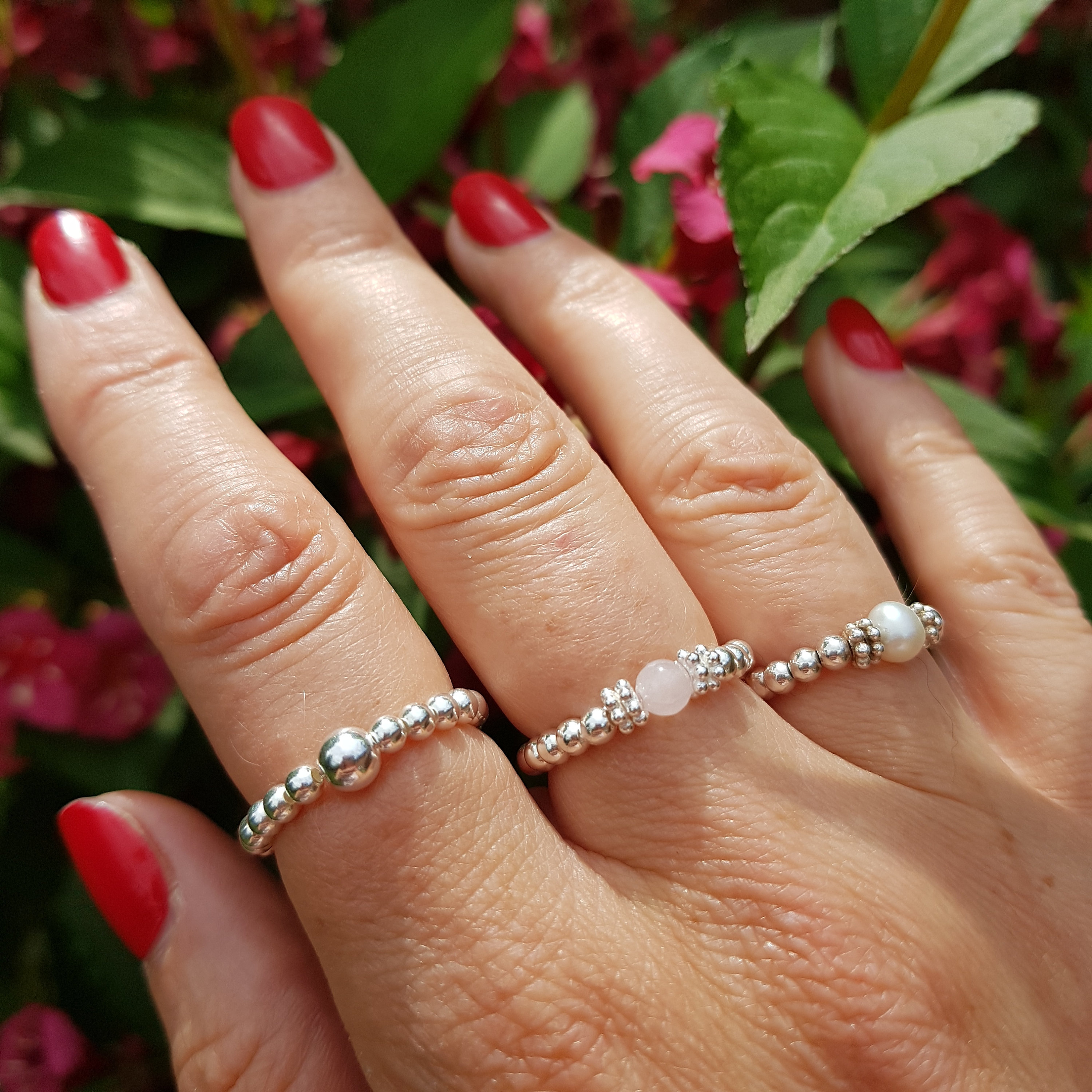 Sterling silver shop bead ring