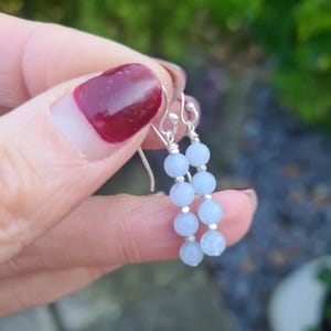 Tiny Aquamarine earrings Sterling Silver or Gold Fill 4mm blue Aquamarine gemstone bead earrings beaded March Birthstone jewellery gift girl