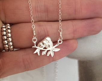 Sterling Silver bird choker necklace 2 kissing love birds wire wrapped bird pendant jewelry girlfriend jewellery gift for girl girlfriend
