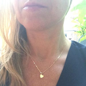 Tiny 24K Gold Fill heart necklace small Gold hammered heart necklace Gold heart choker dainty gold pendant necklace jewellery gift for her