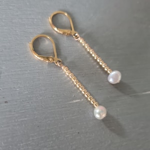 Tiny Baroque pearl earrings Gold Fill or Sterling Silver real Baroque Freshwater pearl drop earrings June Birthstone jewellery gift mum her